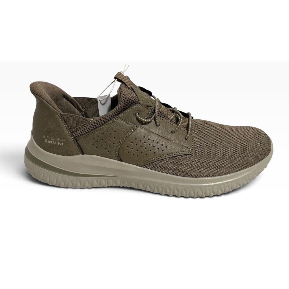 Skechers Delson Swift Fit Sneakers Mens 12 Taupe Hands Free Slip-Ins 255101 NWOB